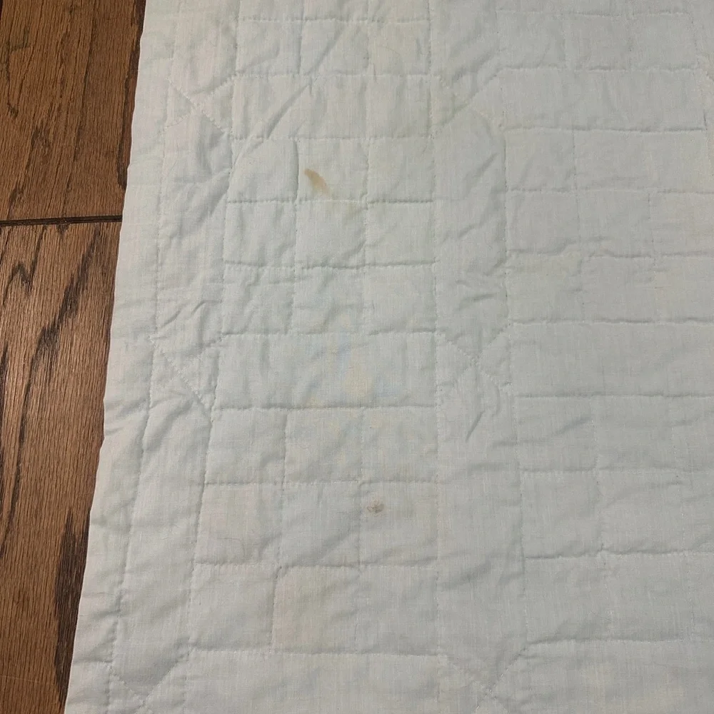 Handmade 9 Patch Pattern Baby Girl Quilt 36.6x52.5” Floral Bunnies Rooster